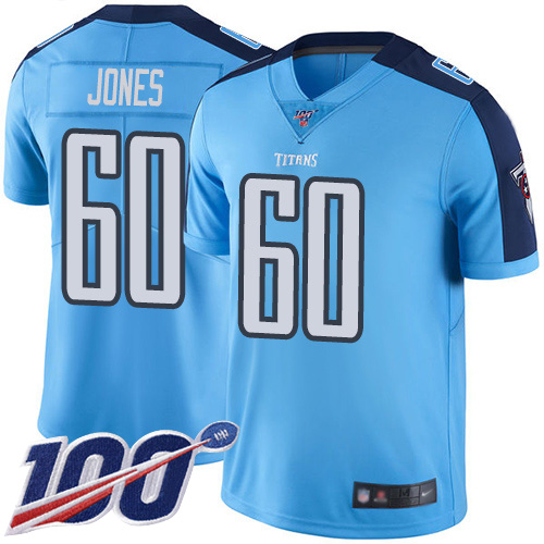 Tennessee Titans Limited Light Blue Men Ben Jones Jersey NFL Football #60 100th Season Rush Vapor Untouchable->women nfl jersey->Women Jersey